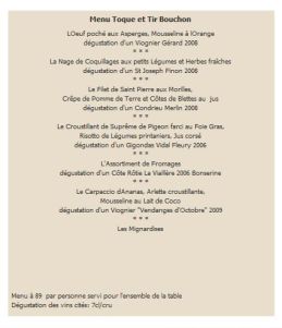 Menu le beau rivage Condrieu